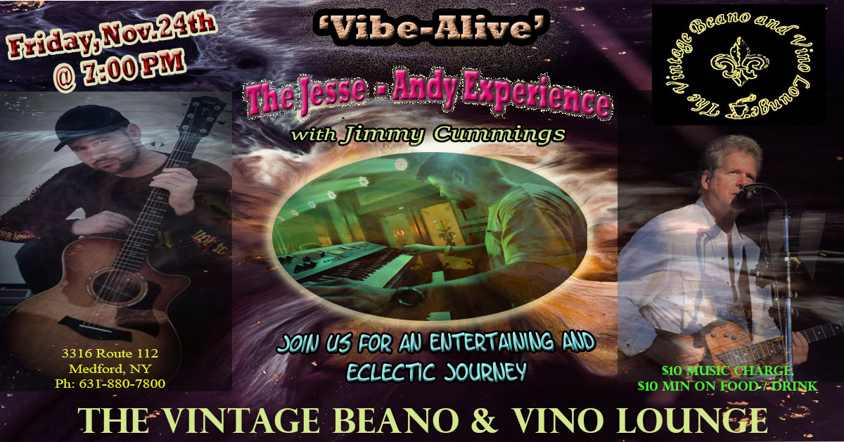 Vibe-Alive with Jimmy Cummings at The Vintage Beano and Vino Lounge